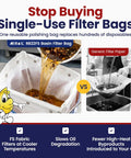 Heavy Duty Micro Mesh Fryer Oil Filter Bag For Commercial Kitchens keeps cooking oil clean and crisp while filtering food particles.