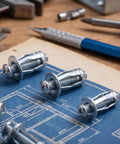 35 Piece Expansion Screw And Petal Nut Kit M4 M5 M6 For Hollow Walls Plasterboard Iron Skin Metal Fasteners Heavy Duty Nut Anchors For DIY Furniture Assembly And Home Repairs, silver anchors on blueprint