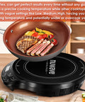 Flex Precision Induction Cooktop With Shatterproof Ceramic Glass 10.25 Inch Surface, pan on cooktop with steak and vegetables