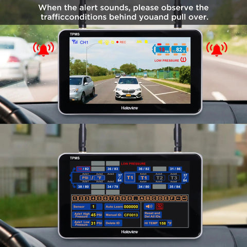 Wireless 1080P Backup Camera Monitor With Built In RV Tire Pressure Monitoring System TPMS Four Sensor Kit interface view