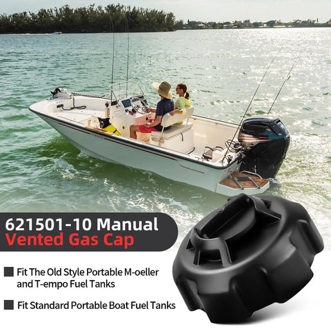 Manual Vent Gas Cap For Old Style Portable Boat Gas Tanks With Twist Valve For Adjustable Venting 621501-10 Replacement Cap