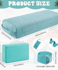 All In One Yoga Bolster Set With Blocks And Strap, Restorative Meditation Kit With Carry Handle, Non Slip, Washable Cover, Durable Sponge Bolster And Two Blocks For Balance, Pilates, Stretching, Green, with 25x9.5x5.12 in bolster