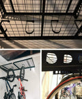 Flat Hook Add On Storage Hooks For Ceiling Racks And Wall Shelving 6 Pack Heavy Duty Garage Organization Clips with bikes and gear
