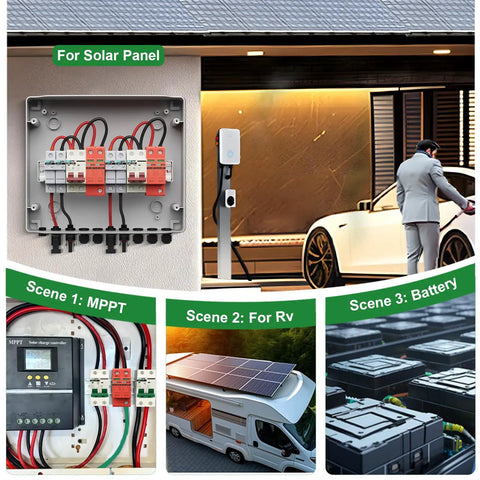 Two Pole 40KA DC Surge Protector For Solar PV And Home Lightning Protection Heavy Duty 1000V Rating 2P Arrester with setup scenes