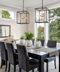 Dining room with Black And Gold Four Light Sputnik Chandelier pendant lighting over table, 12 Inch Wide, UL Listed, Adjustable 59 Inch Chain