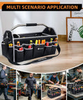 Built Tough 16 Inch Tool Bag For Men With Open Top Design Foldable Tool Tote Carrier Electrician Grade With 22 Pockets