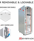42U Floor Standing Server Rack 19 Inch Wide 35 Deep Homelab Cabinet with removable side panels and anti-tamper lock.