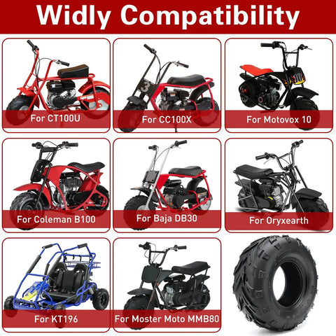 145/70-6 Mini Bike Tires Tubeless Replacement For Coleman CC100X CT100U KT196 GMB100 Baja Doodle Bug DB30 Motovox RT100 And More image