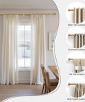 Modern Gold Curtain Rod Set Of 2 With 1 Inch Diameter Heavy Duty Curtain Rods Adjustable From 66 To 120 Inches with different curtain types