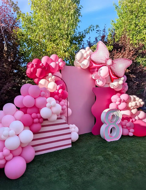 Insta Worthy Pink Mouse Balloon Garland Arch Kit, 124-Piece Set With Hot Pink, Pastel Pink, Polka Dot Balloons And An Oversized Bow