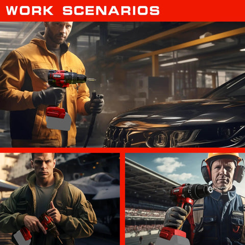 Workers using Cordless Drill Tool Only With One Half Inch Metal Self Lock Chuck, 150 Nm Max Torque, Two Speed Settings And Twenty Plus Three Clutch Positions, Three Mode Operation, Battery Not Included, Compatible With M18 18V Batteries For Pro Drill Driver