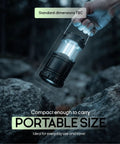 Person holding LED Camping Lantern For Outdoor Adventures And Home Power Outages at night, portable and collapsible.