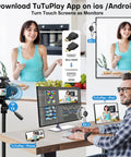 Person using Wireless HDMI Transmitter Kit With Dual Receivers For Multi TV Streaming At 165 Feet Five Gigahertz And Two Point Four Gigahertz 60Hz Plug And Play Extender No Lag From Laptop Or PC Home Theater And Office Presentations with multiple devices.