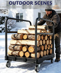 Heavy Duty Panel Push Cart Builds Tough Converts To A Flatbed Dolly Hauls 1500 Pounds Of Lumber Plywood And Bulky Gear Without The Sweat For Any Real Life Worksite, with logs stacked in snow.