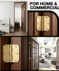Heavy Hitting 30 Pack 3.5 Inch Premium Champagne Bronze Door Hinges showing usage in bedroom and hotel settings.