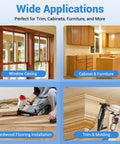 Image showcasing applications of Five Sizes 16 Gauge Galvanized Finish Nails 2500 Pcs Assorted Set for cabinetry and trim projects.