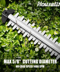 Close-up of 18 Inch Cordless Hedge Trimmer For 20V Max Battery, Lightweight 3.7 Lbs Bush Clipper With Five Eighths Inch Cutting Capacity