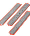 Pro Grade Machinist Ruler Set, 6 Inch Stainless Steel With Metric And Imperial Markings, shown in 3-pack with precise graduations
