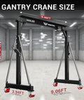 3 Ton Portable Gantry Crane With 6600 Lbs Load Capacity, Adjustable Height 8.53 To 12.47 Feet, 9.06 Ft Max Width in warehouse