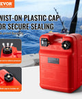 Portable 6.34-Gallon Marine Tank With 9.8ft Hose And Gauge For Outboard Engines, Yachts, Fishing Boats And Deck Boats Red, Mess-Free No-Spill Design with secure twist-on cap shown.