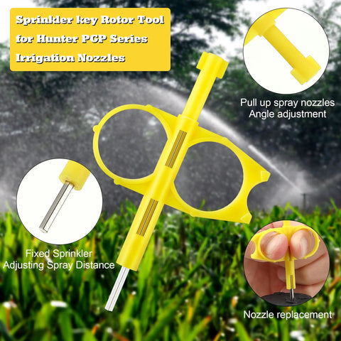 Sprinkler Tool Kit For Quick Irrigation Fix Compatible With Hunter MP Rotator PGP And Rain Bird 5000 Series, yellow tools in garden