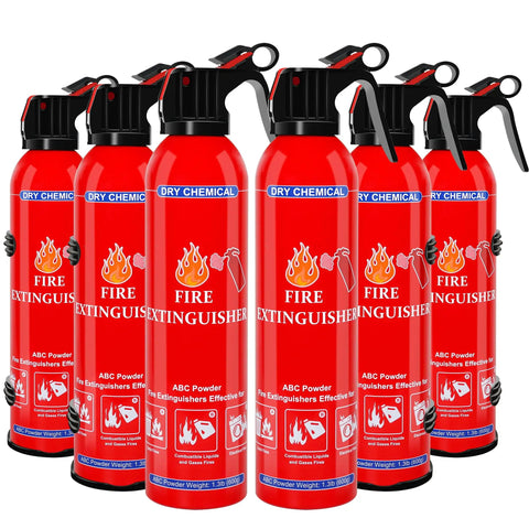 6 Pack Dry Chemical Fire Extinguishers With Mounting Brackets For Home Kitchen Car Boat RV And Business Portable