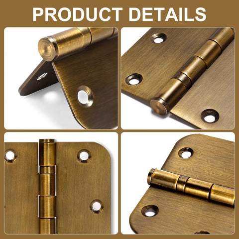 Detailed view of Six Pack Heavy Duty Three And A Half Inch Stainless Steel Door Hinges With Five Eighth Inch Rounded Corners Non Removable Pin