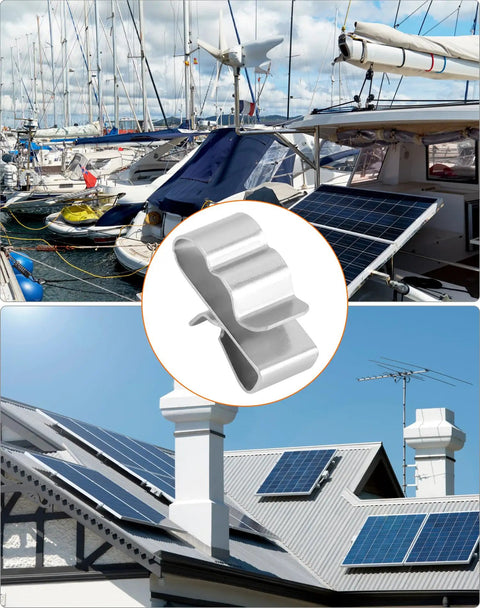 Premium Built Tough 100 Piece 304 Stainless Steel Solar Panel Clips With Rock Solid No Slip Grip Heavy Duty Trailer Wire Clamps on boats and roofs
