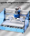 Pro Grade CNC Milling Tramming Tool Calibration System With 1/2, 1/4, 1/8 Inch Shanks and 0.001 Inch Dial Indicators showing spindle alignment