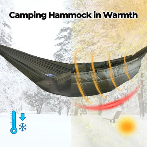 Ultralight Camping Hammock Underquilt With Sorona Insulation For Winter Camping Hiking And Backpacking in OD Green