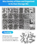 All In One 750 Piece Nuts And Bolts Hardware Kit With Stainless Steel Pan Head Phillips Screws, Washers And Nuts In Common Sizes 4-40 6-32 8-32 10-24 In Various Lengths From 1/4 Inch To 1 Inch