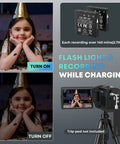 Legit Pro Qhd Camcorder Featuring 2.7K Video And 50 MP Photos 16X Digital Zoom Built In Led Fill Light for recording with child in party hat.
