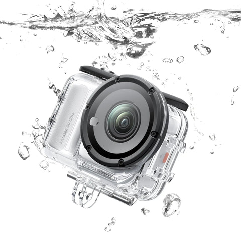 Underwater Dive Case Built For GO Ultra Action Camera Waterproof To 197ft 60m Glass Lens in water showing secure enclosure