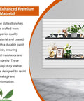 17x8 Inch Large Slatwall Shelves Set Of 2 Built To Last Heavy Duty Metal Slat Wall Display Shelves For Slat Wall Panels Flat Display For Retail Storage And Organization Black Finish, installed on wall with decor items