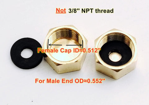 10 Pack Must Have Brass 3/8 Inch Compression Cap Fittings For Sink Shutoff Angle Stop Valves With Sealing Rubber Gasket Washers, Plumbing Repair Kit For Toilets Faucets Dishwashers And Under Sink Lines brass cap fitting with rubber washer, not 3/8 NPT thread