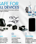 Eyeglass Lens Cleaner Kit With 2x8oz Bottles And 1x2oz Bottle Microfiber Cloths for glasses, camera lenses, and devices.