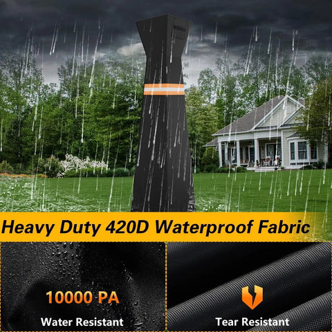 Pyramid Torch Patio Heater Cover With Zipper Storage Bag And Reflective Strip Heavy Duty 420D Waterproof Outdoor Standing Cover