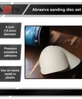 80 Grit Pro Grade Quick Change Sanding Discs Roll 6 Inch Round Aluminum Oxide Sticky Back Sandpaper on wood surface