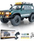 Toyota Licensed LC80 One Tenth Scale Brushless RC Crawler with 4x4 real off road power displayed with accessories