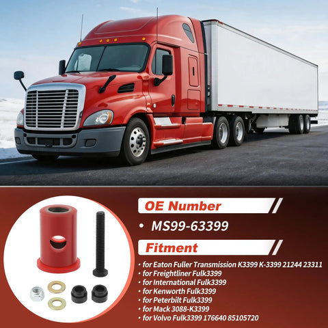 Road Warrior Shifter Isolator Bushing Kit For Eaton Fuller Heavy Rigs Replacement Fits Freightliner Kenworth Peterbilt Mack Volvo K3399 MS99-63399, detailed product view with hardware.