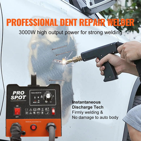 Dent Repair Kit With 3KW Spot Welder And 6 Welding Modes Auto Body Dent Puller Machine Plus 16 Welding Accessories in use