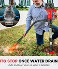Man using Cordless Stick Water Transfer Pump With Two 4.0Ah Batteries And Charger 740 GPH Flow 33 Ft Head Telescoping Pole outdoors