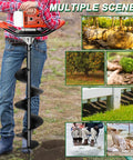72cc Two Stroke Gas Powered Auger Post Hole Digger Kit With 3 Drill Bits 4 Inch 6 Inch 8 Inch And 3 Extension Rods in use in garden scene