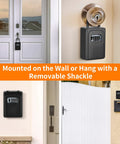 Weatherproof 4 Digit Key Lock Box Wall Mounted With 5 Key Capacity And Resettable Code No Hassle Setup, Clearly Visible Numbers