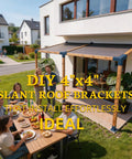 Outdoor gathering under pergola using 15 Degree Pergola Bracket Kit 3 Way Right Corner Wood Brackets For 4x4 Posts in weatherproof setup