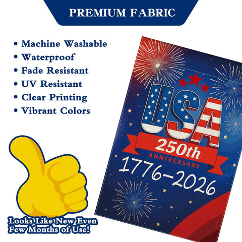 250 Anniversary USA Garden Flag Double Sided Waterproof 12x18 Inch Patriotic Yard Sign Commemorating 1776 2026 With HD Printing