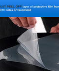 Peeling protective film off 4 Pack Safety Face Shields With Glasses Frames Ultra Clear Protective Full Face Shields Anti Fog PET