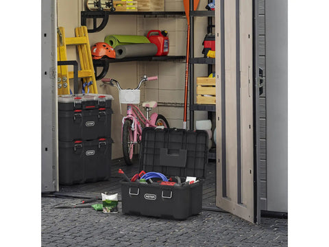 Stack N Roll Modular DIY Toolbox For Home Projects, Lightweight Yet Durable, Water Resistant Black Organizer in shed