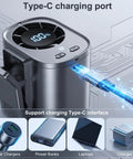 Car Clip On Fan With LED Display, USB-C port, 360 Degree Rotation, 199 Speed Settings