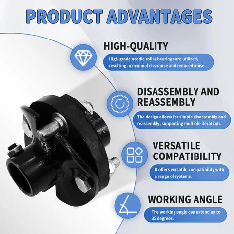 Universal Steering Rag Joint Coupler Solid Billet Steel Dead On Zero Slap Flex Shaft Adapter with needle roller bearings.
